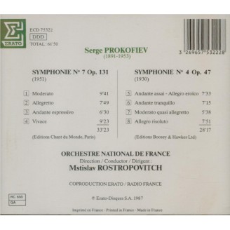 PROKOFIEV - Rostropovich - Symphonie n°7 en do bémol mineur op.131